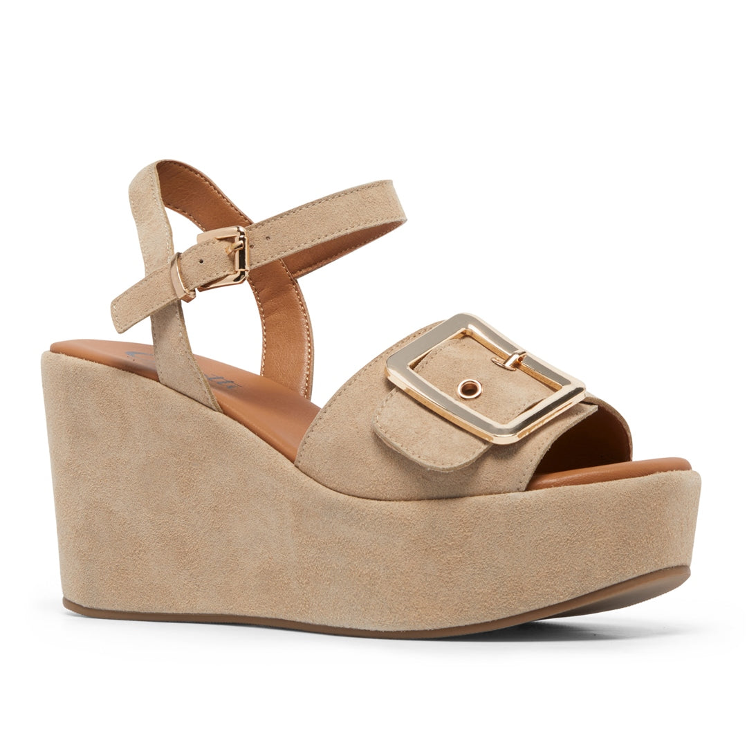 Rosella Beige Wedge Sandals