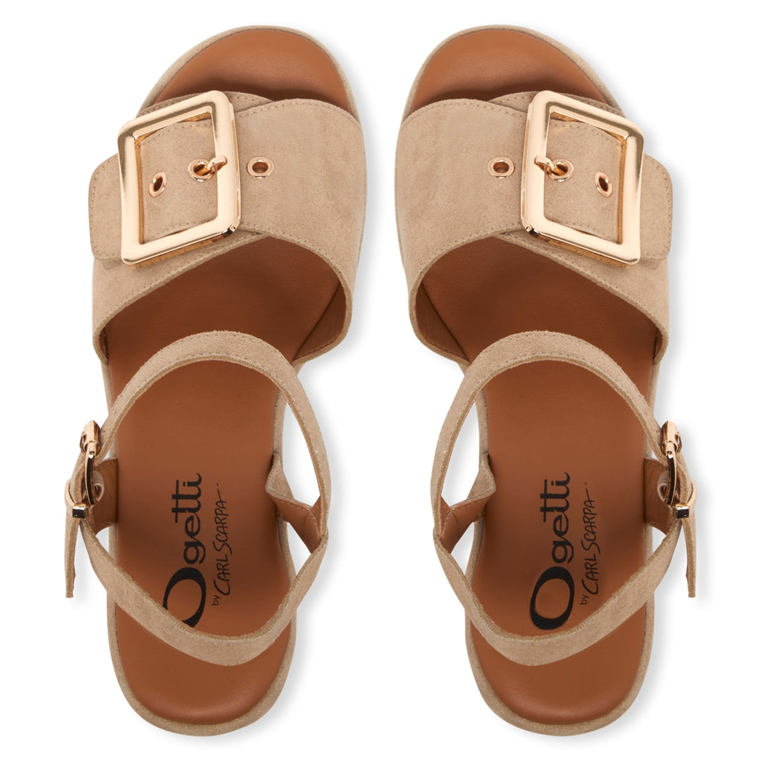 Rosella Beige Wedge Sandals