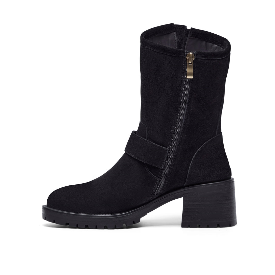 Aluga Black Suede Ankle Boots