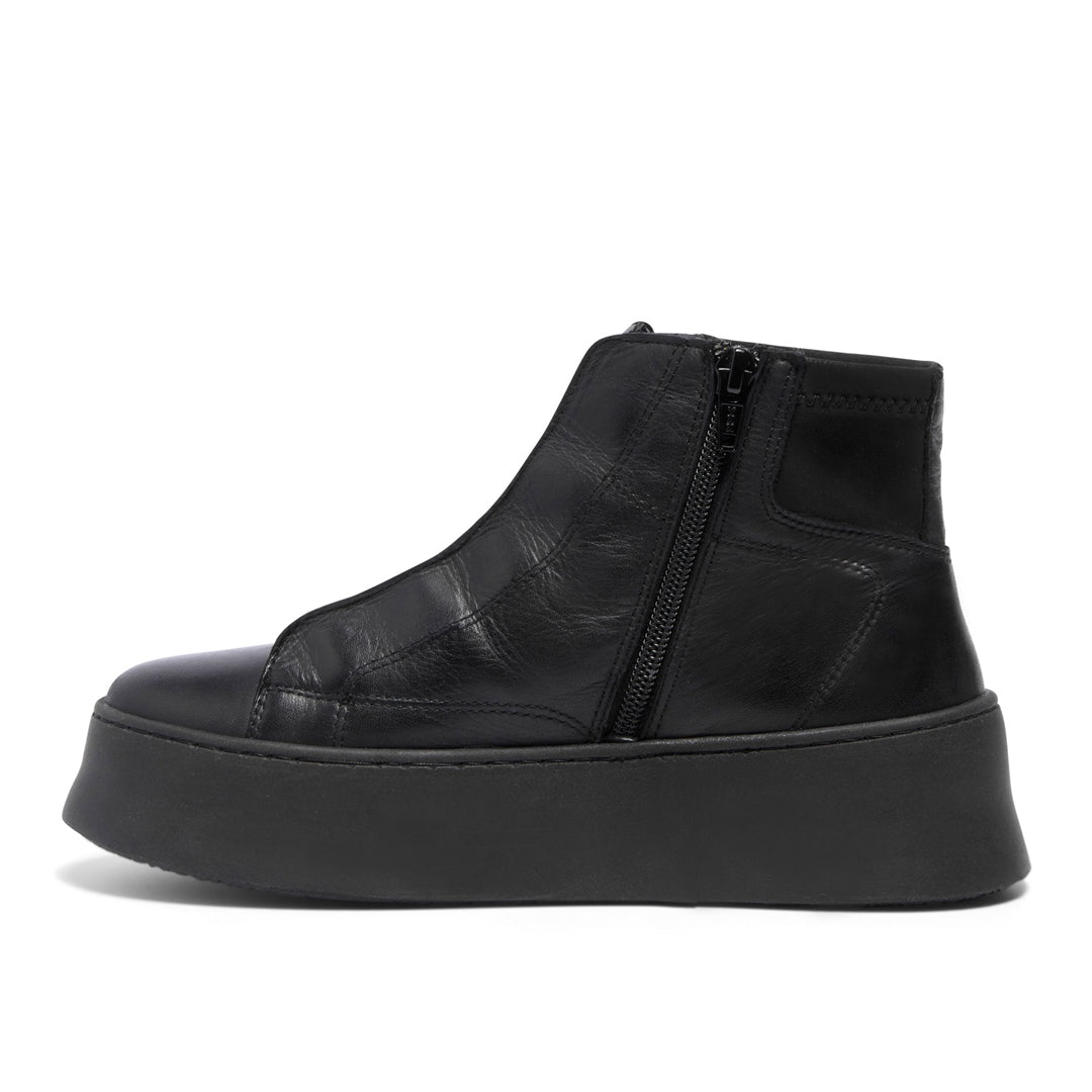 Arnica Black Leather Ankle Boots