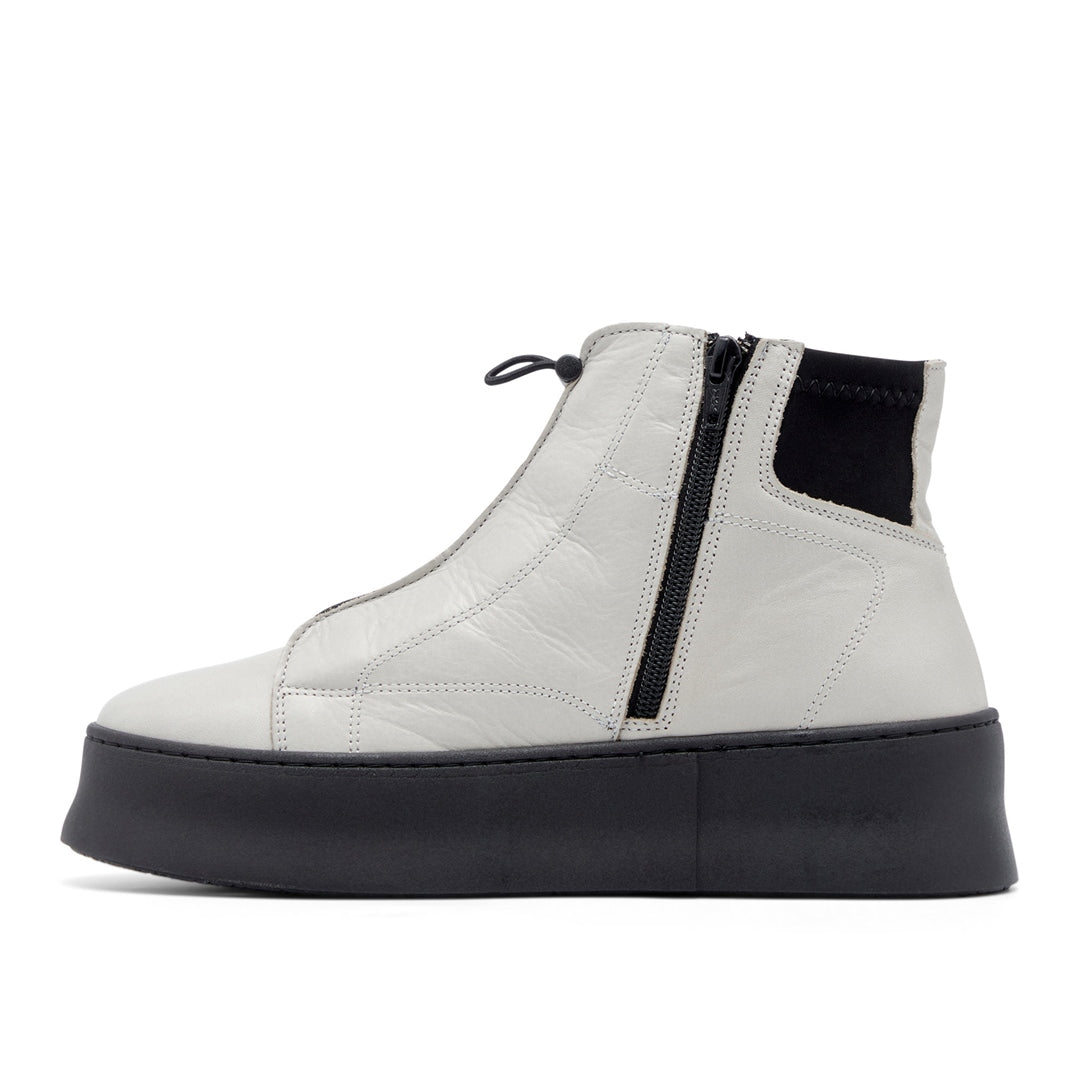Arnica Grey Leather Ankle Boots