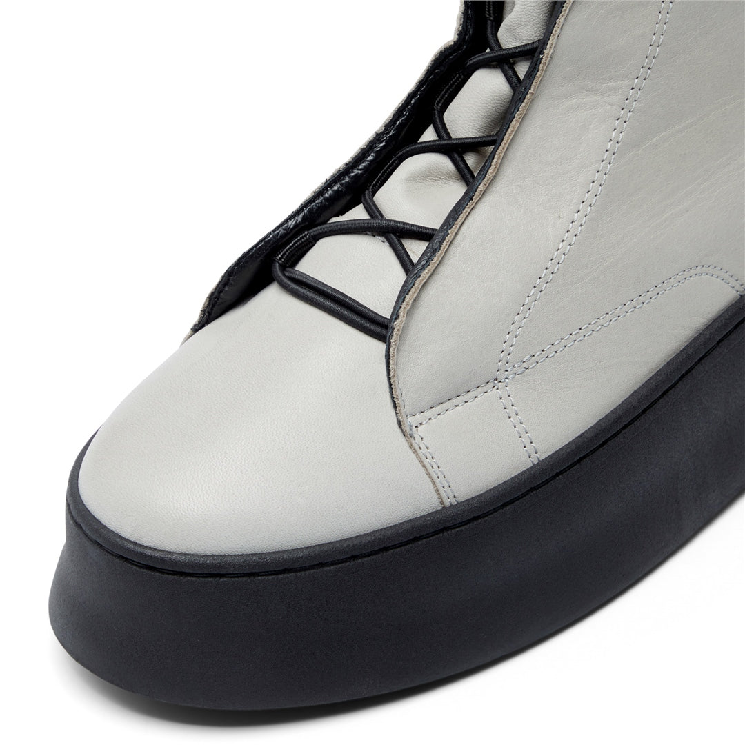 Arnica Grey Leather Ankle Boots