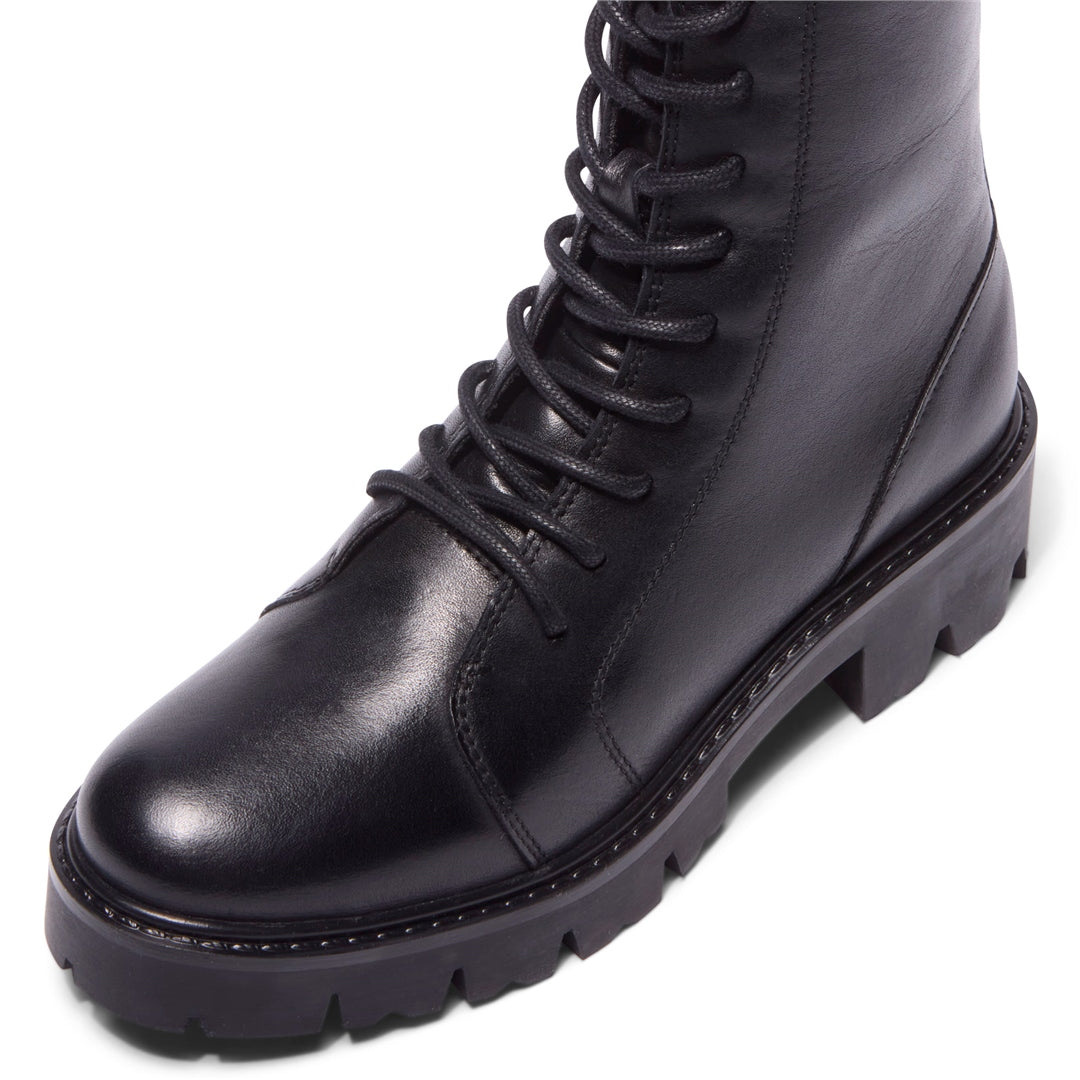 Caminetto Black Leather Ankle Boots