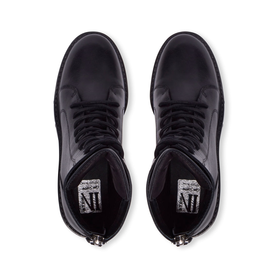 Caminetto Black Leather Ankle Boots