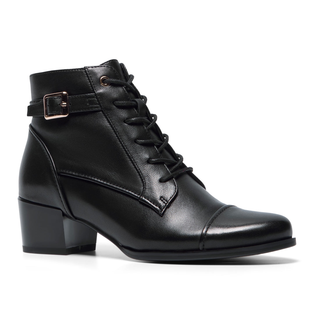 Casalina Black Leather Ankle Boots