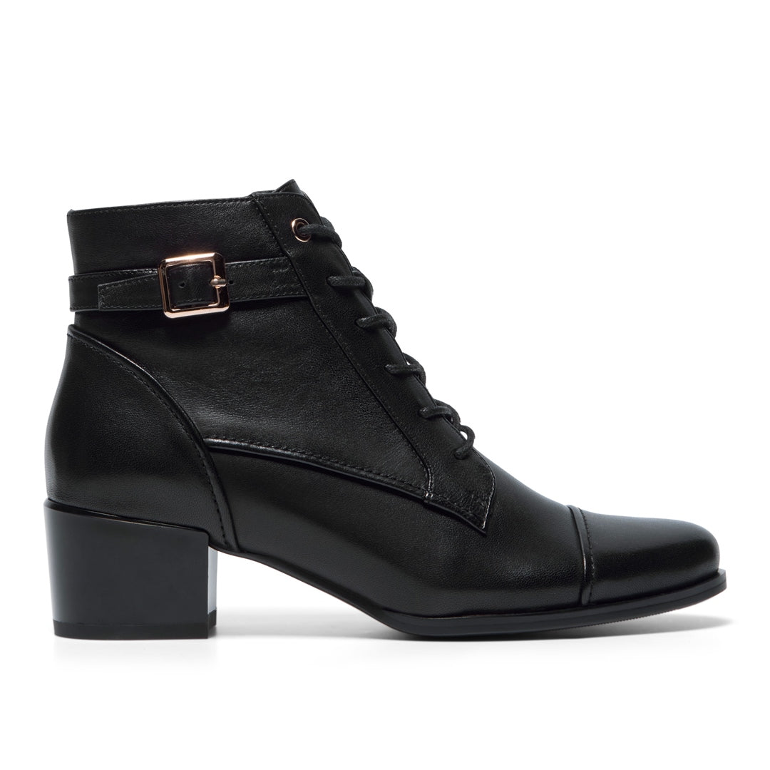 Casalina Black Leather Ankle Boots