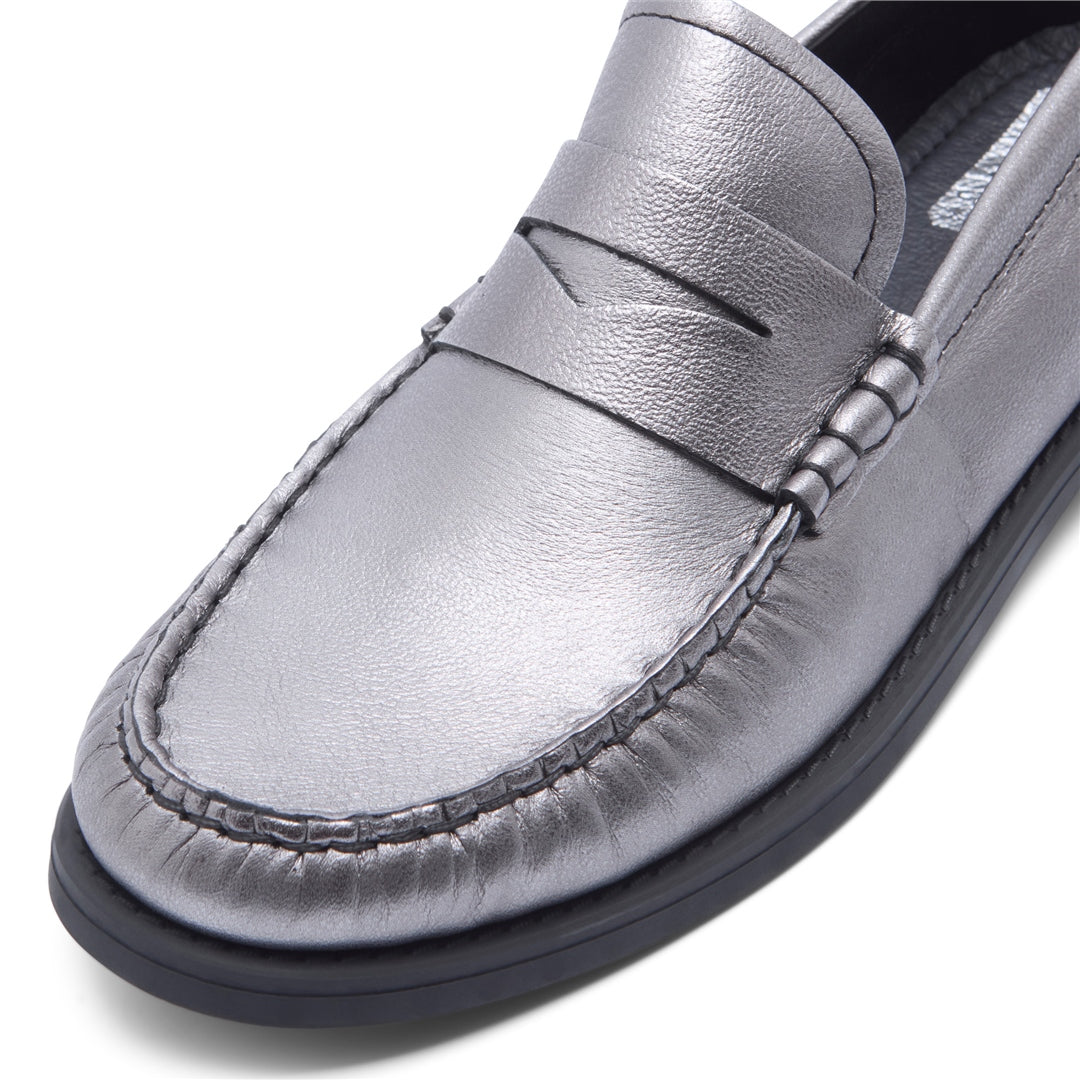 Centesimi Pewter Leather Loafers