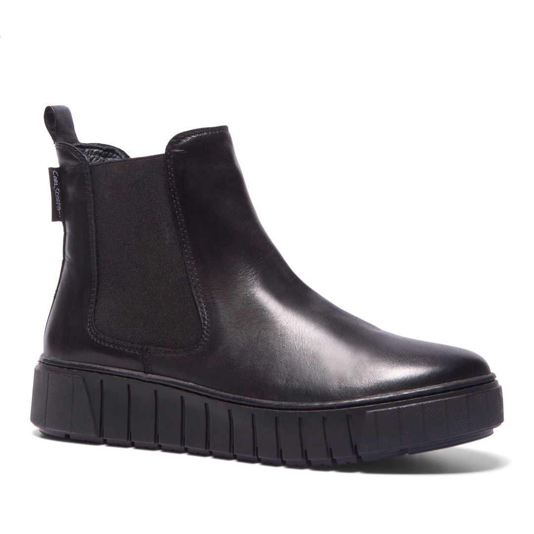 Cozzio Black Leather Ankle Boots