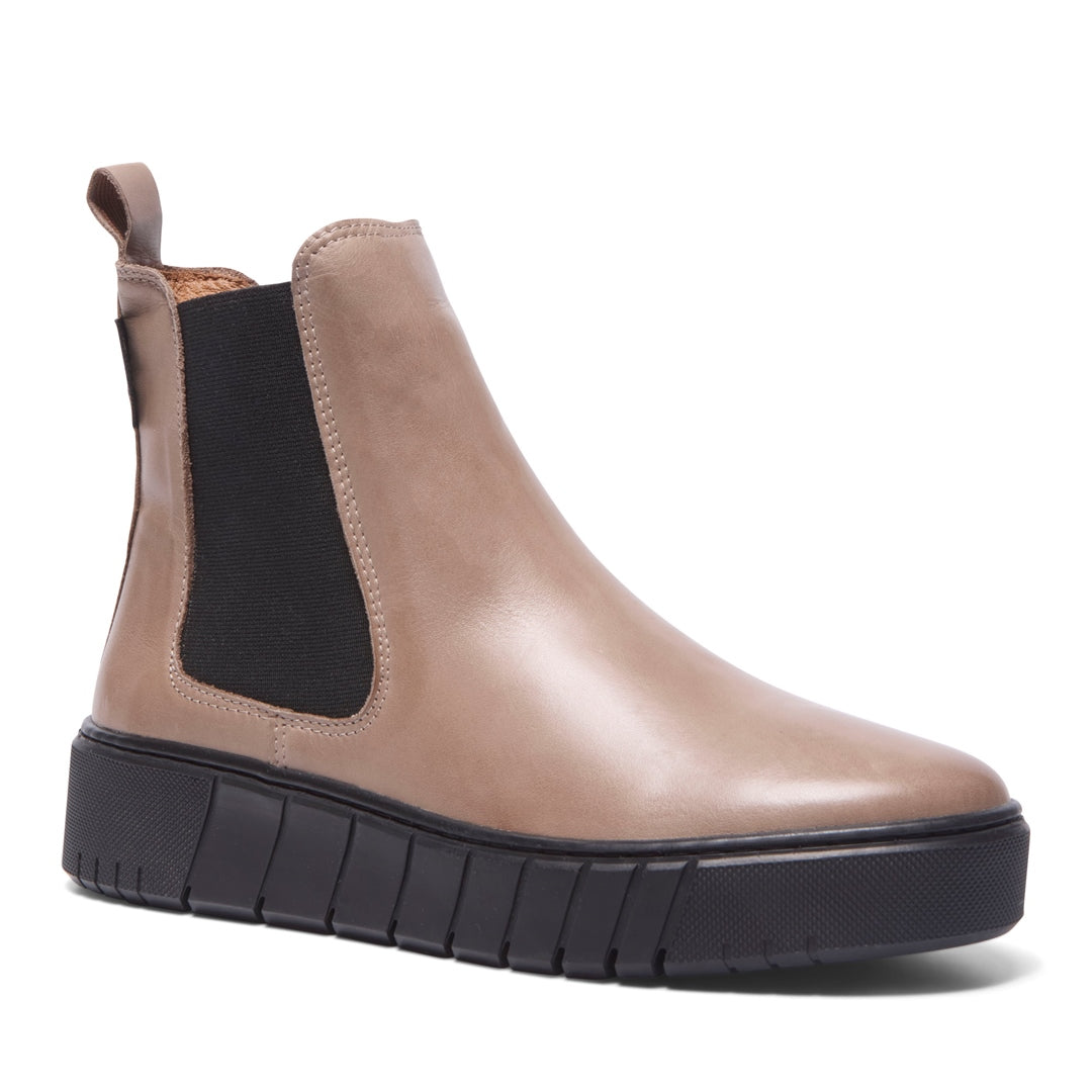 Cozzio Taupe Leather Ankle Boots