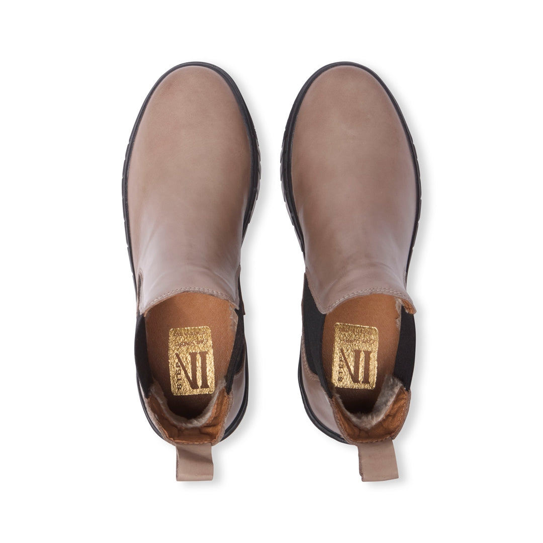 Cozzio Taupe Leather Ankle Boots