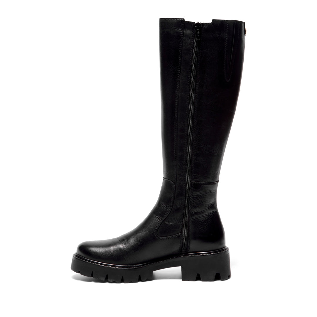 Diva Black Leather Knee High Boots