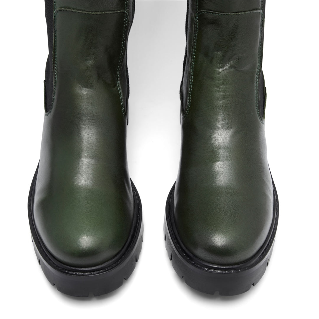 Diva Green Leather Knee High Boots