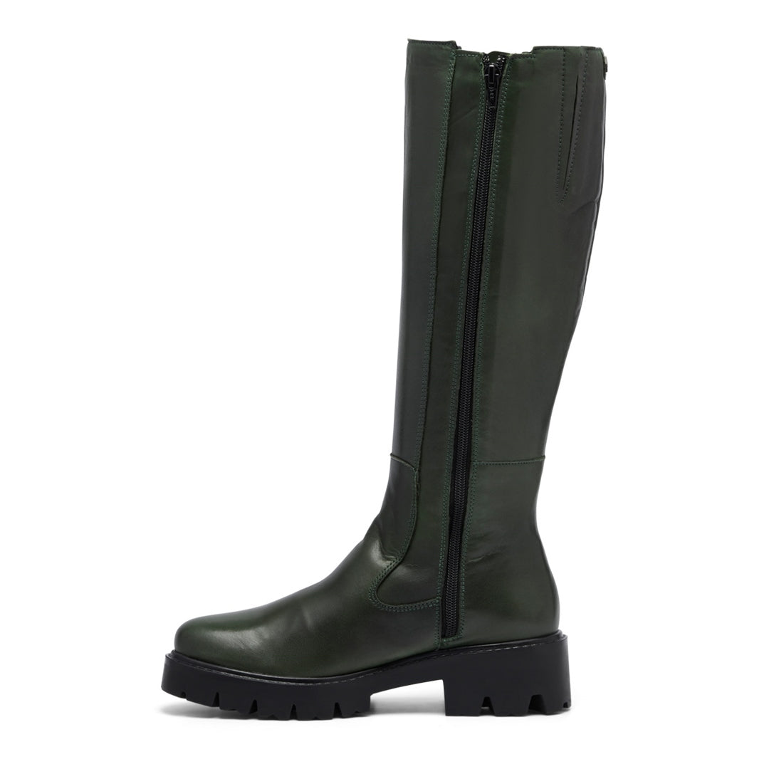 Diva Green Leather Knee High Boots