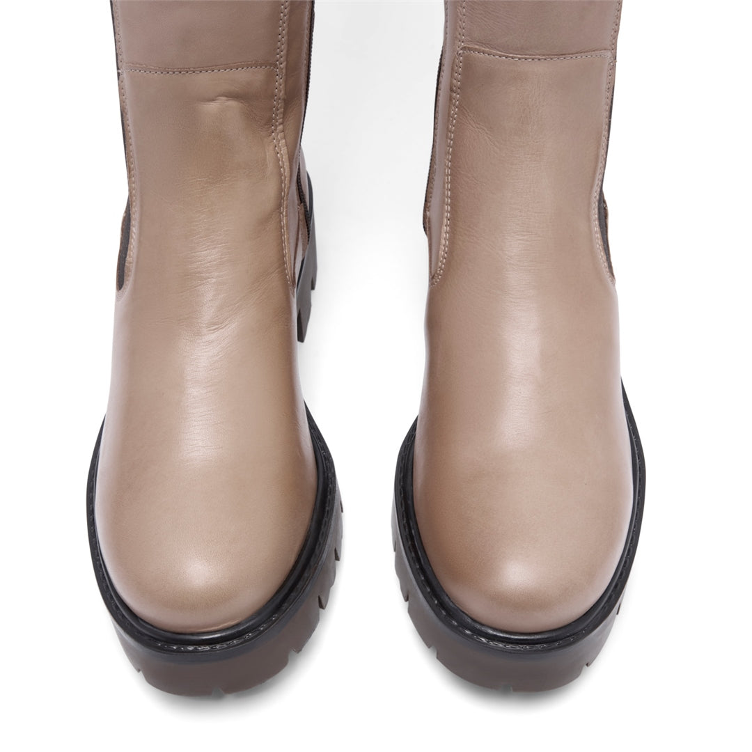 Diva Taupe Leather Knee High Boots