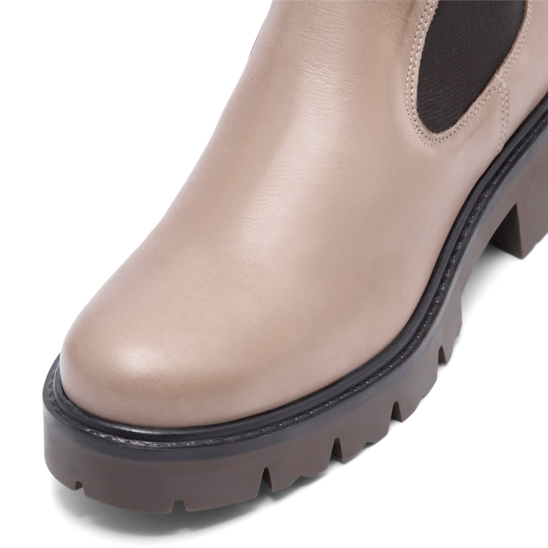 Diva Taupe Leather Knee High Boots