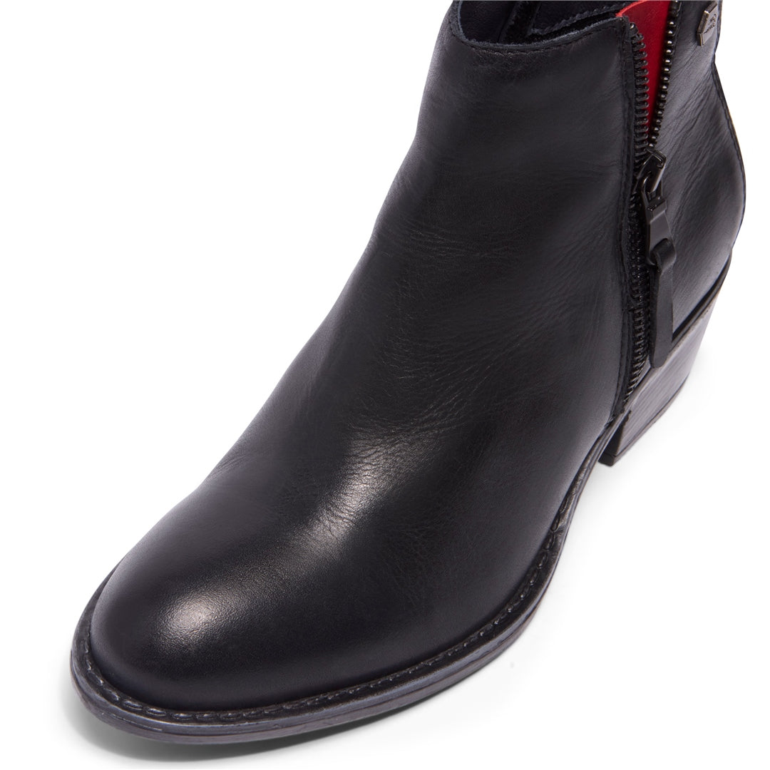 Fermato Black Leather Ankle Boots