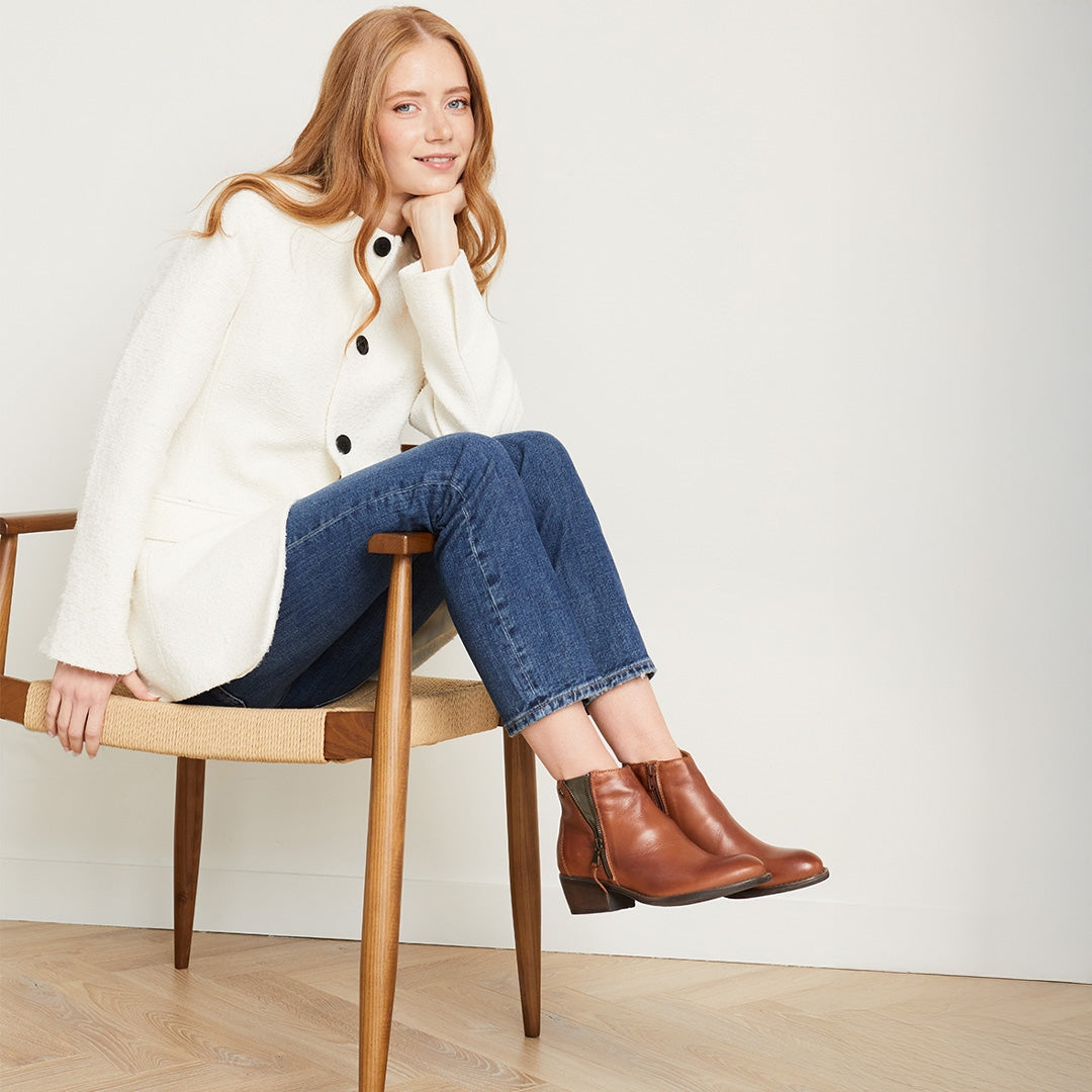 Fermato Tan Leather Ankle Boots