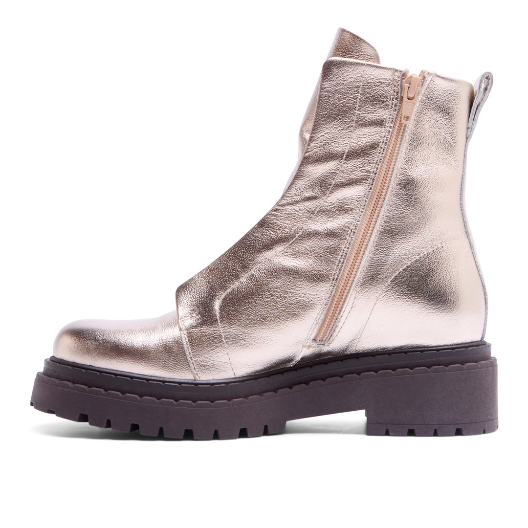Fiave Gold Leather Ankle Boots
