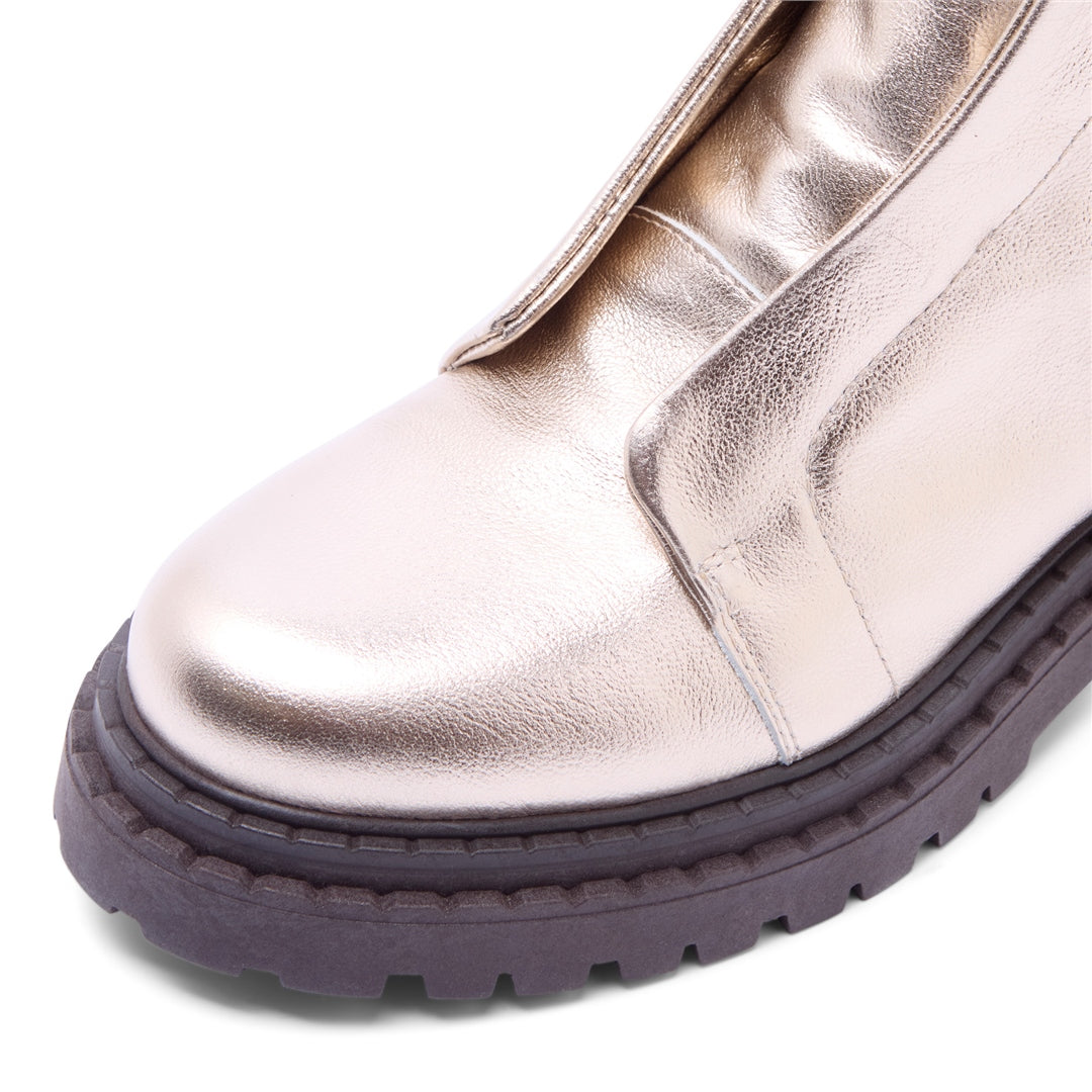 Fiave Gold Leather Ankle Boots