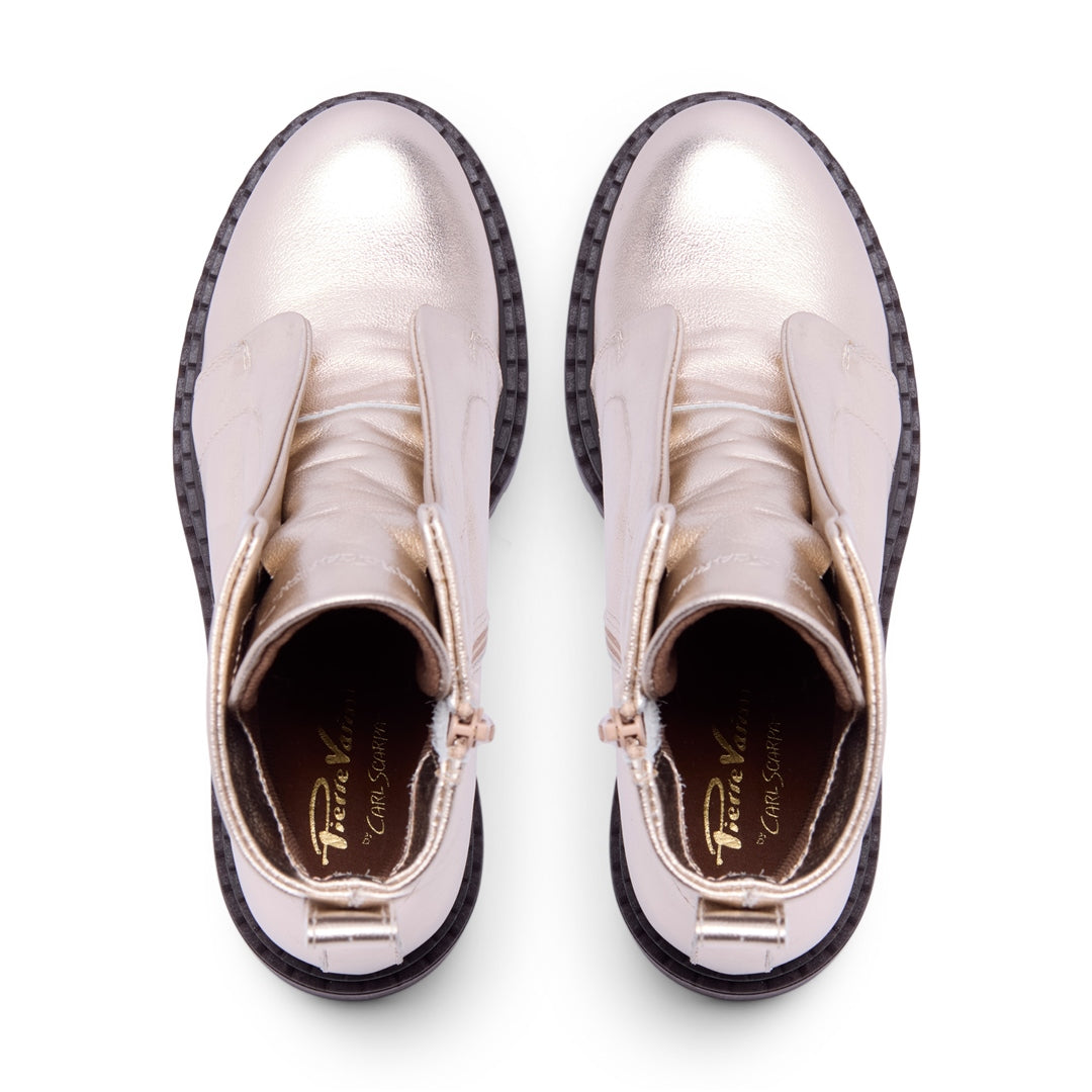 Fiave Gold Leather Ankle Boots
