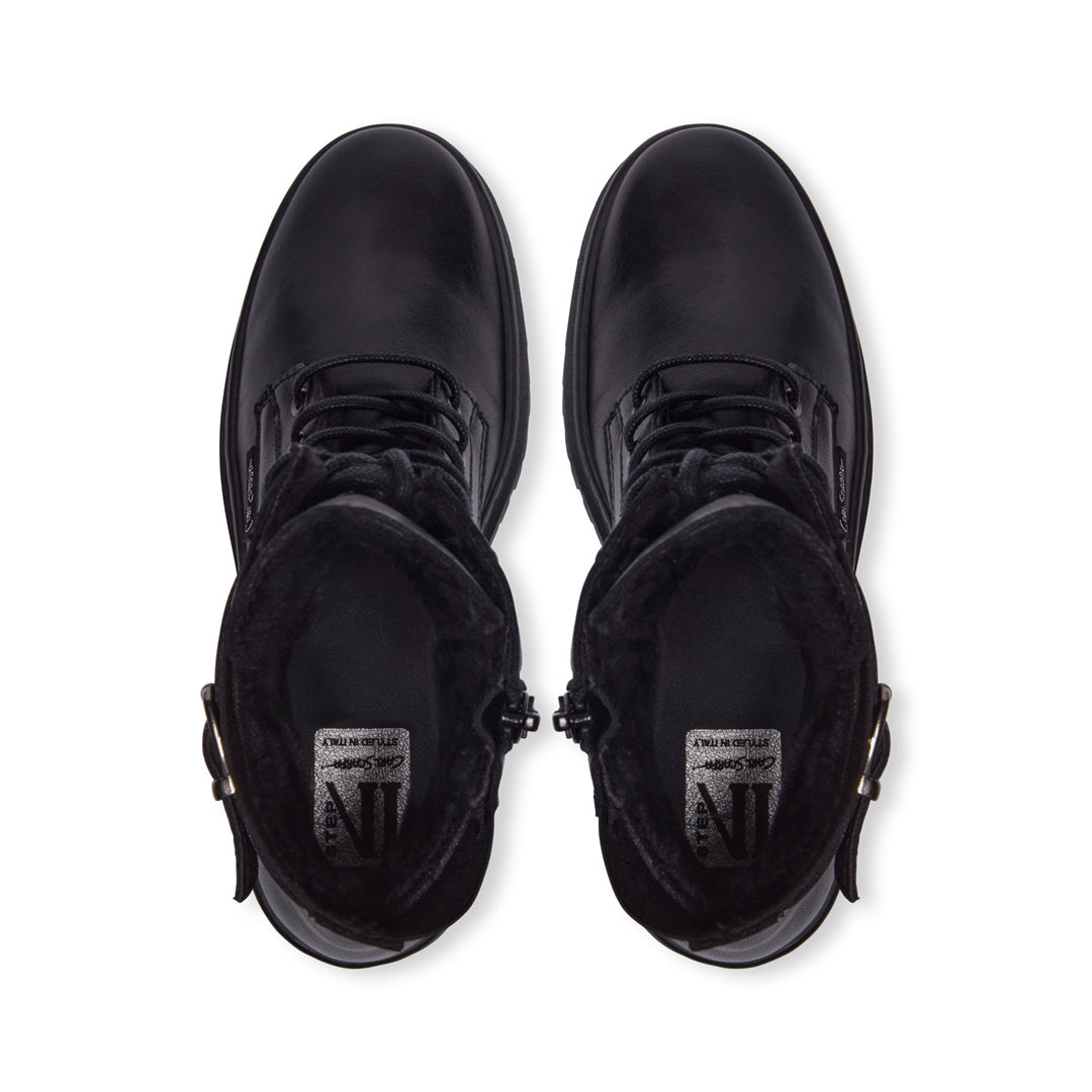 Galizzi Black Leather Ankle Boots