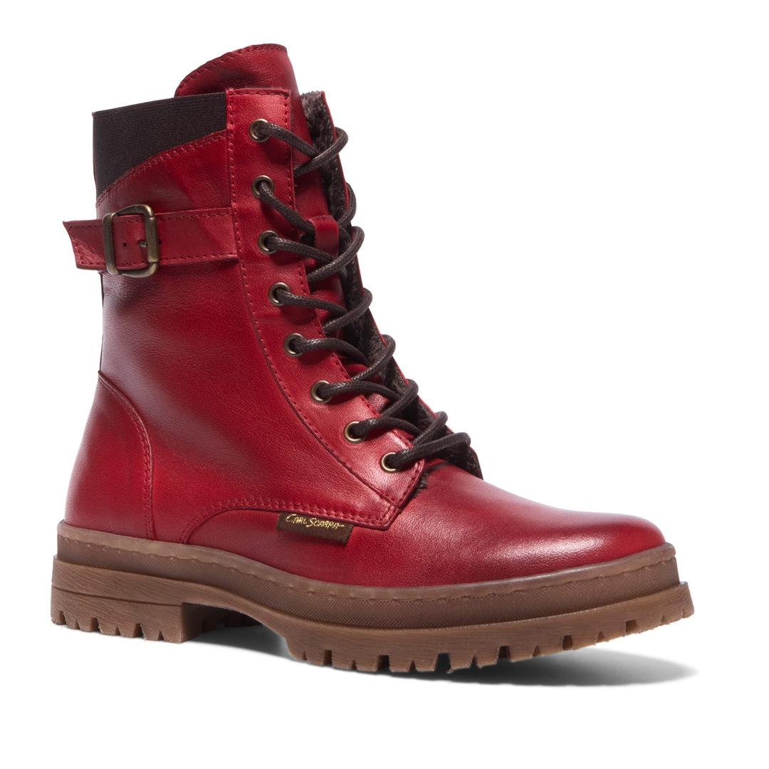 Galizzi Red Leather Ankle Boots