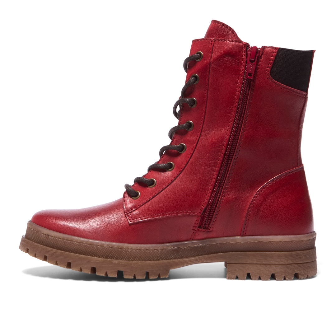 Galizzi Red Leather Ankle Boots