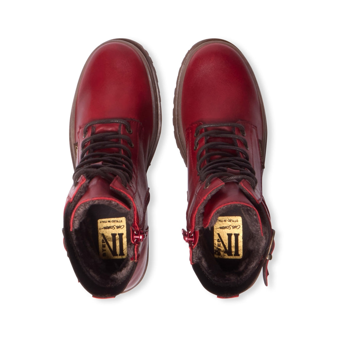 Galizzi Red Leather Ankle Boots