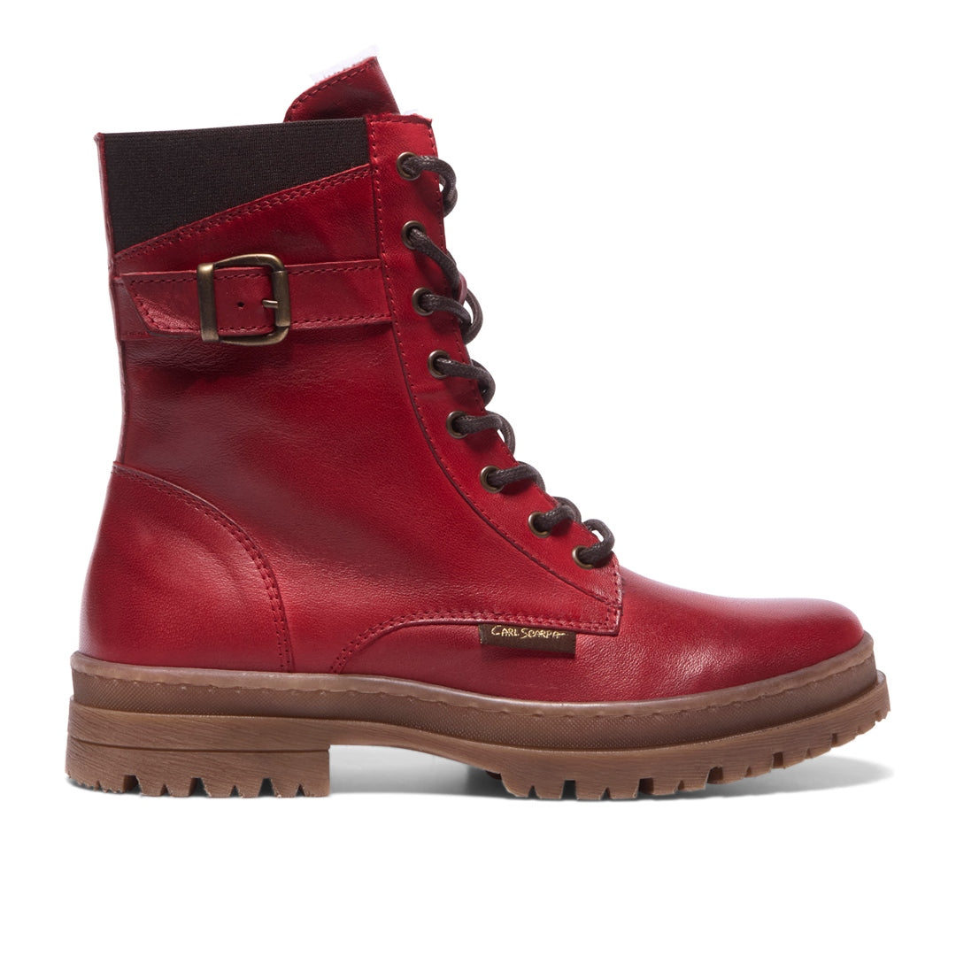 Galizzi Red Leather Ankle Boots
