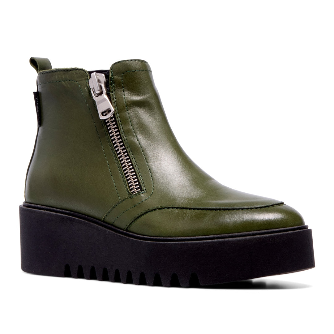 Maffei Green Leather Ankle Boots