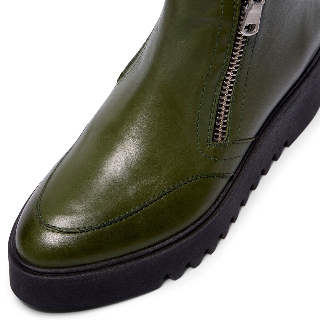 Maffei Green Leather Ankle Boots