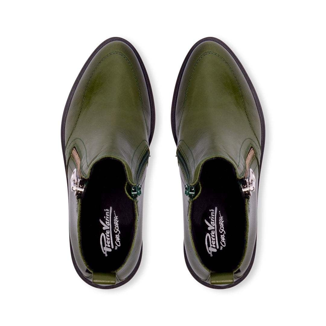 Maffei Green Leather Ankle Boots