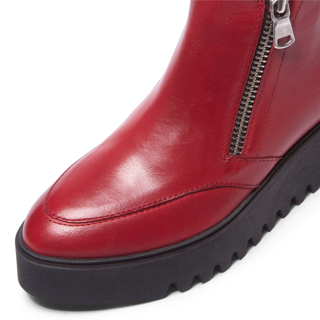 Maffei Red Leather Ankle Boots