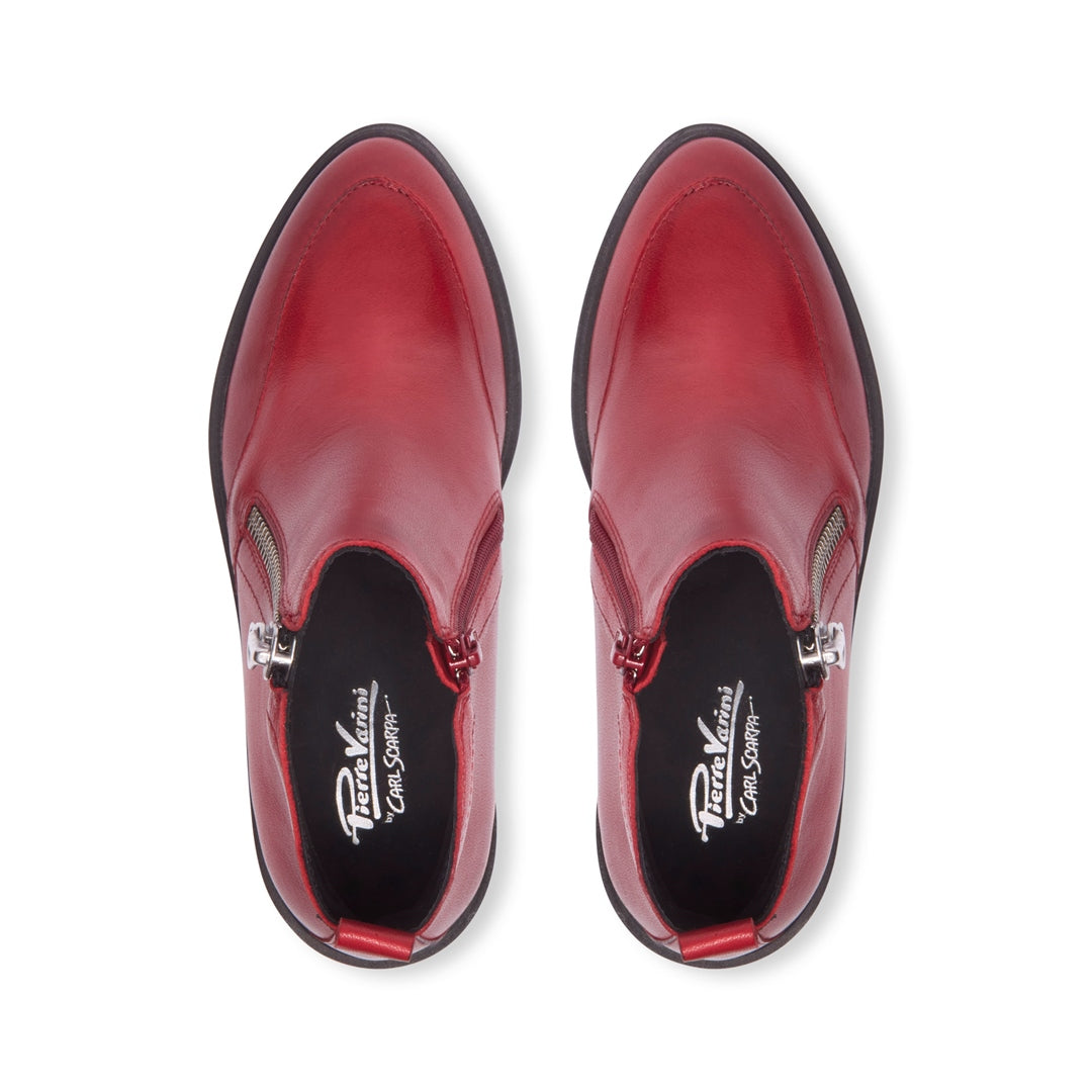 Maffei Red Leather Ankle Boots