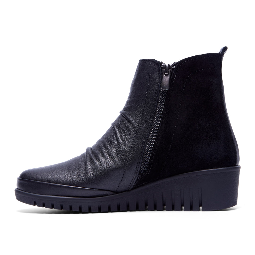 Mercolo Black Leather Ankle Boots