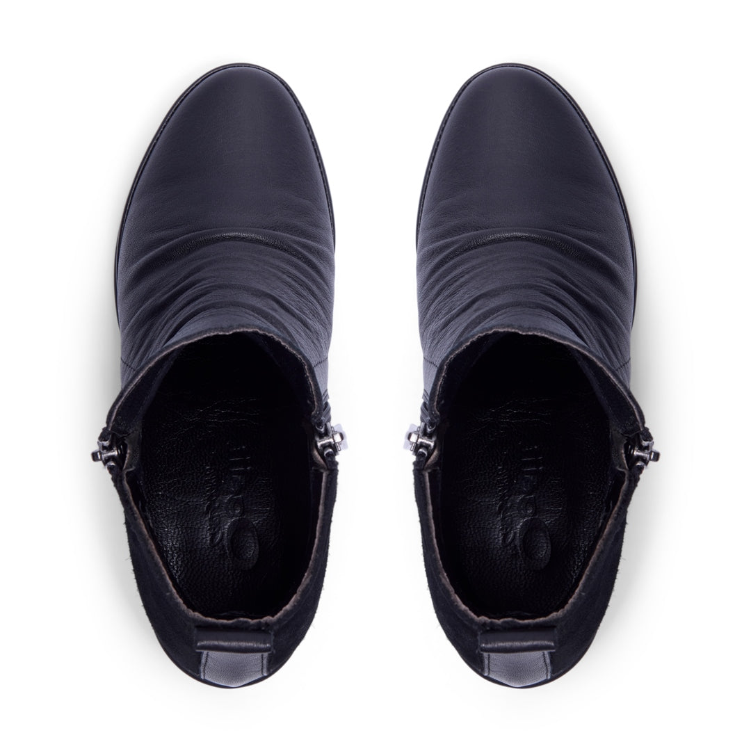 Mercolo Black Leather Ankle Boots
