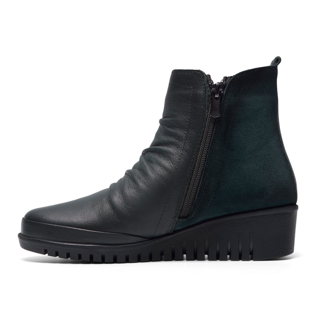 Mercolo Green Leather Ankle Boots