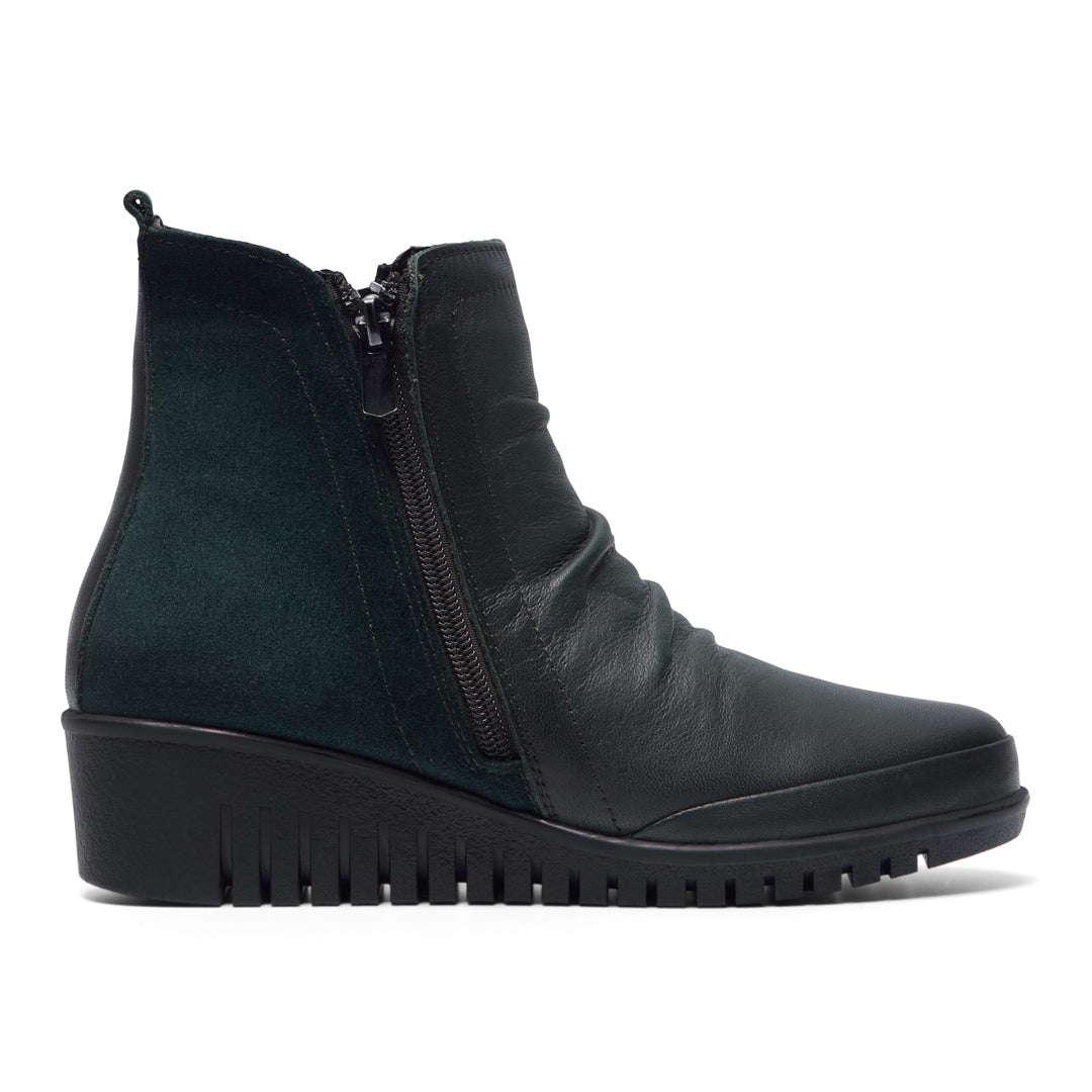 Mercolo Green Leather Ankle Boots
