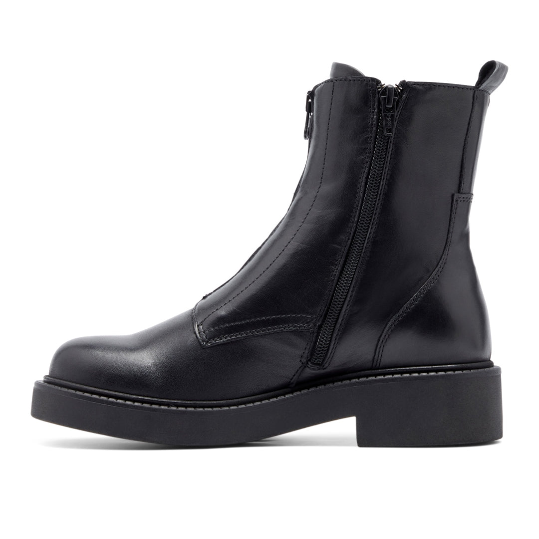 Mesina Black Leather Ankle Boots