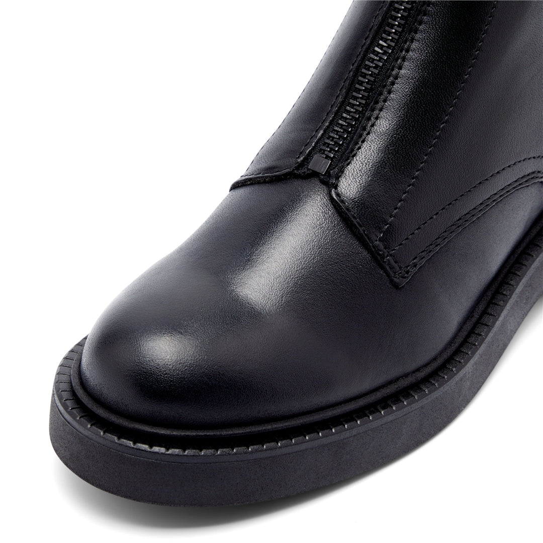 Mesina Black Leather Ankle Boots