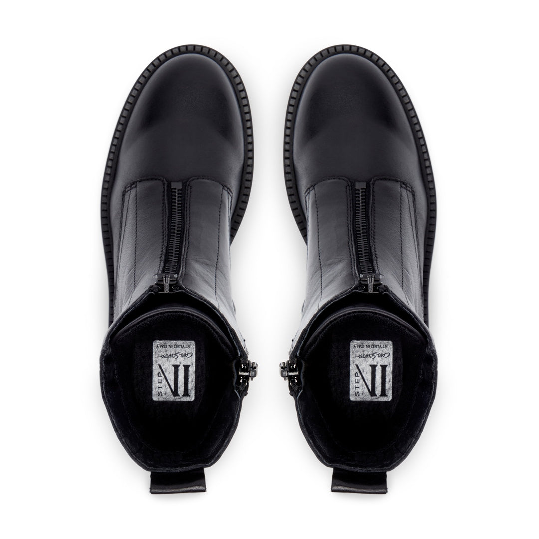 Mesina Black Leather Ankle Boots