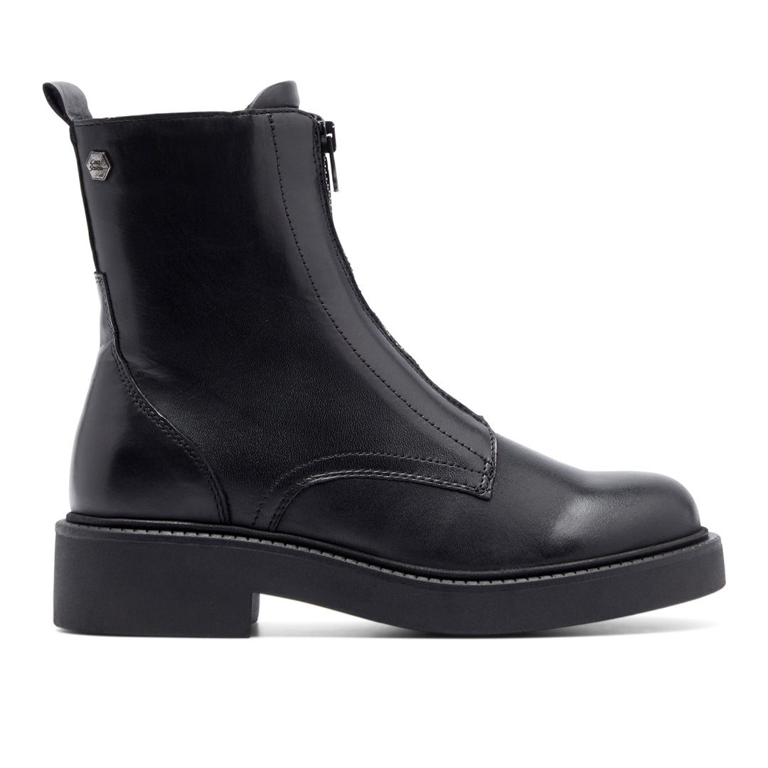 Mesina Black Leather Ankle Boots