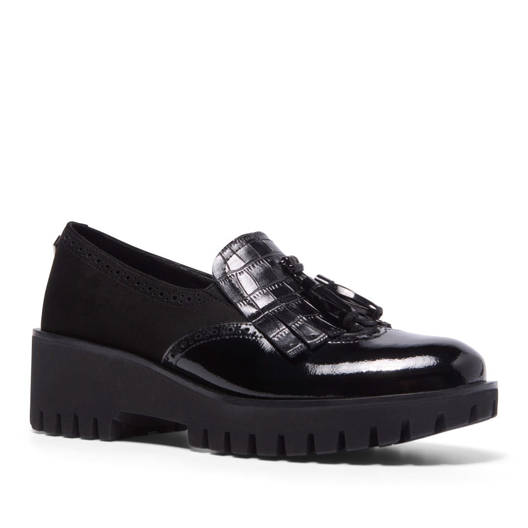 Otalia Black Suede Leather Loafers