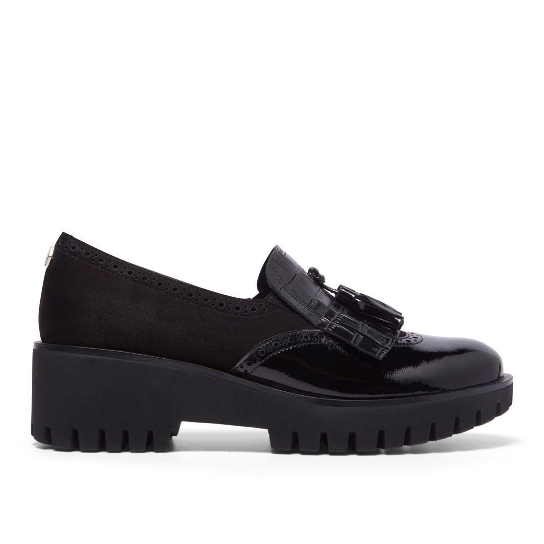 Otalia Black Suede Leather Loafers
