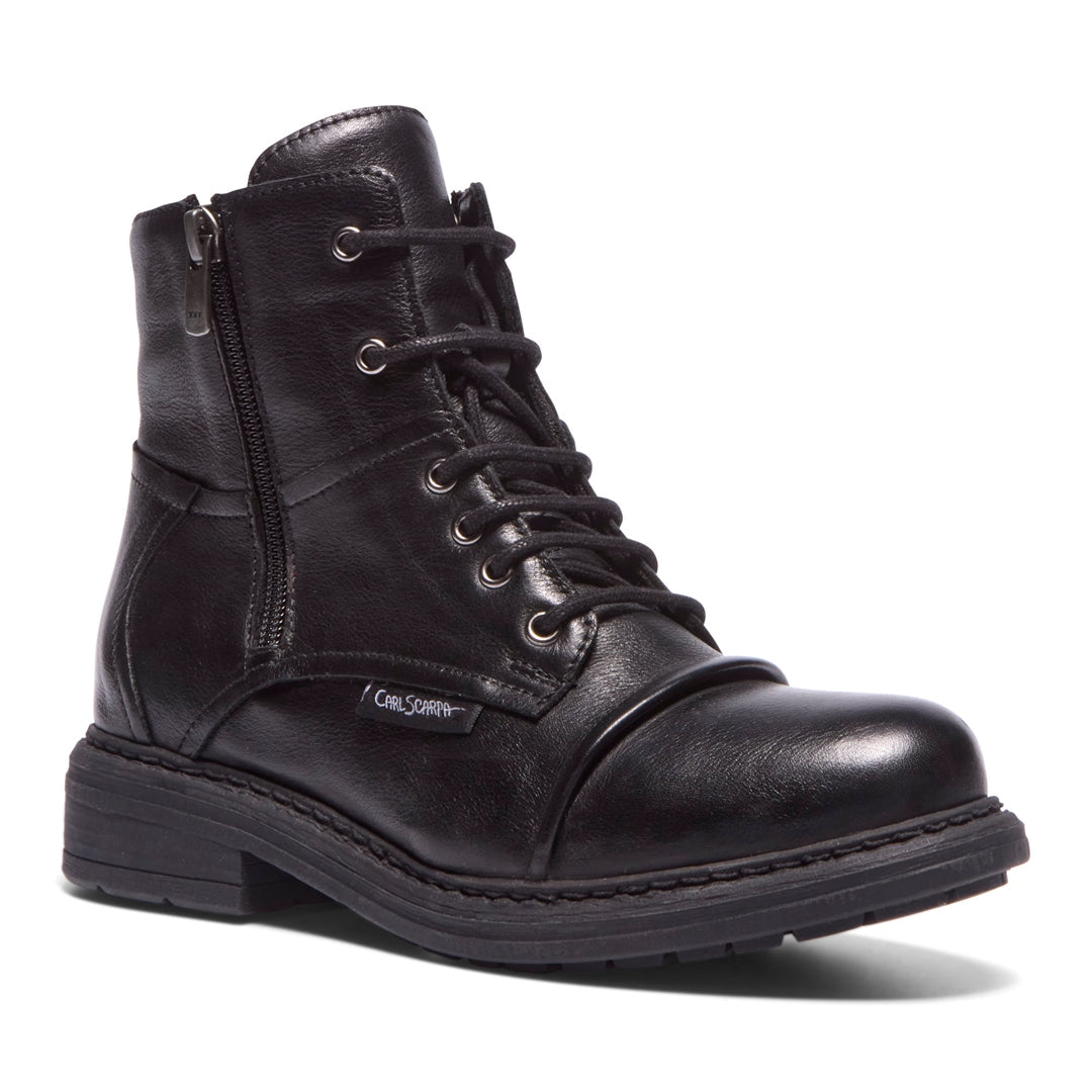 Penzance Black Leather Ankle Boots