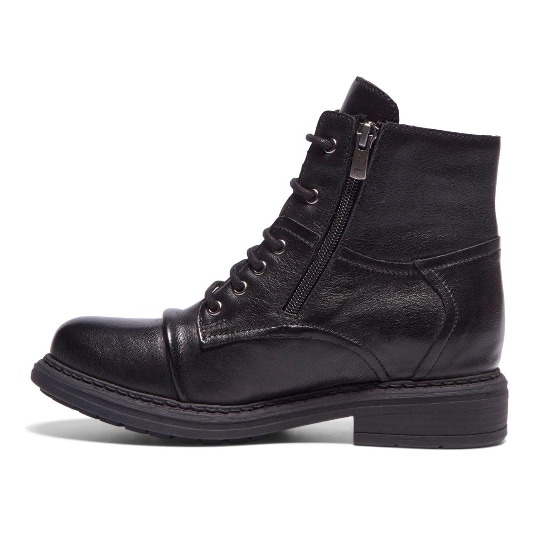 Penzance Black Leather Ankle Boots