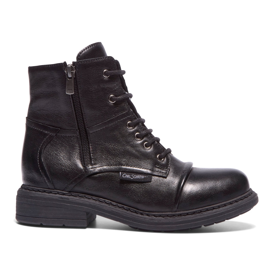 Penzance Black Leather Ankle Boots