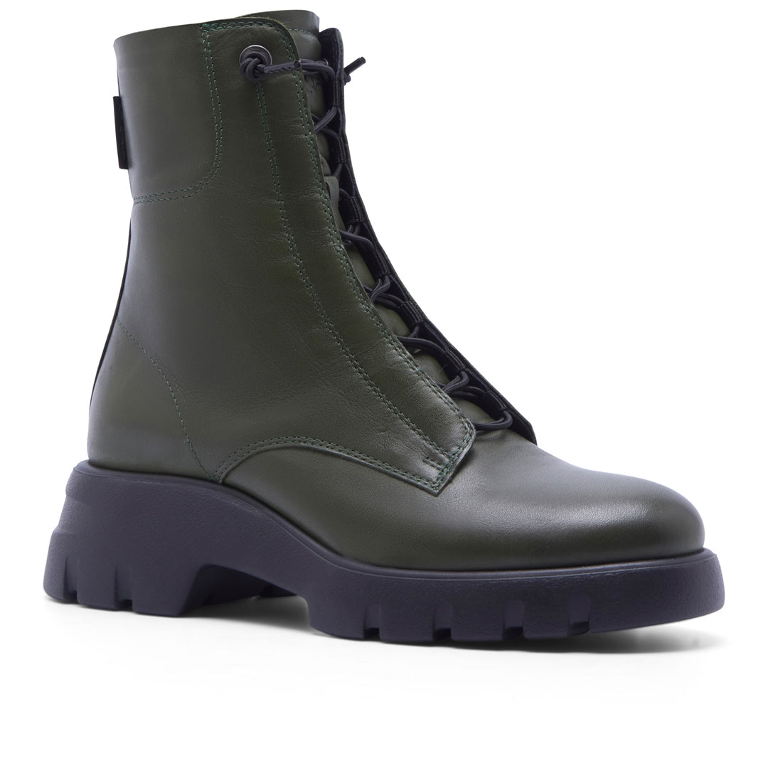 Prevale Green Leather Ankle Boots