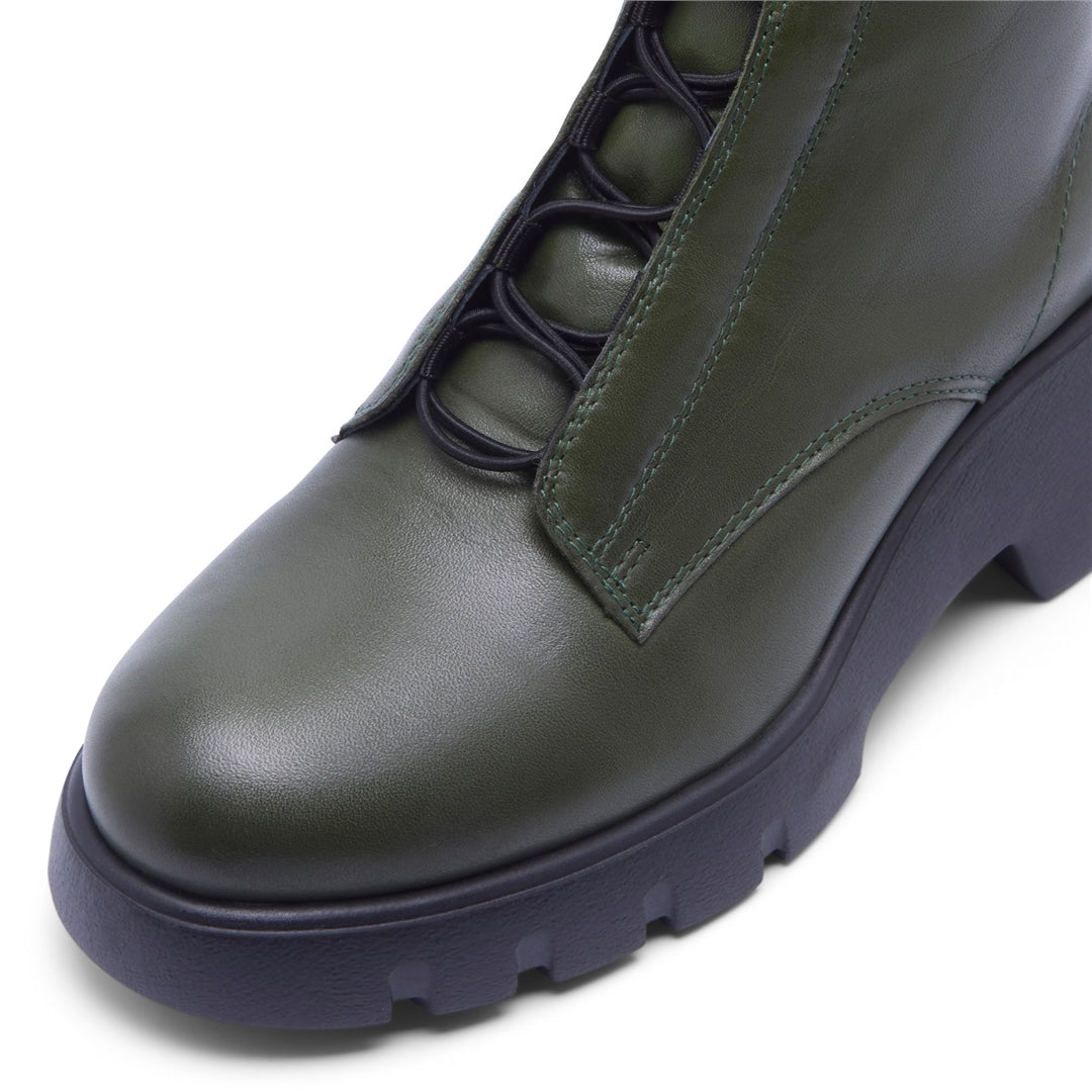 Prevale Green Leather Ankle Boots