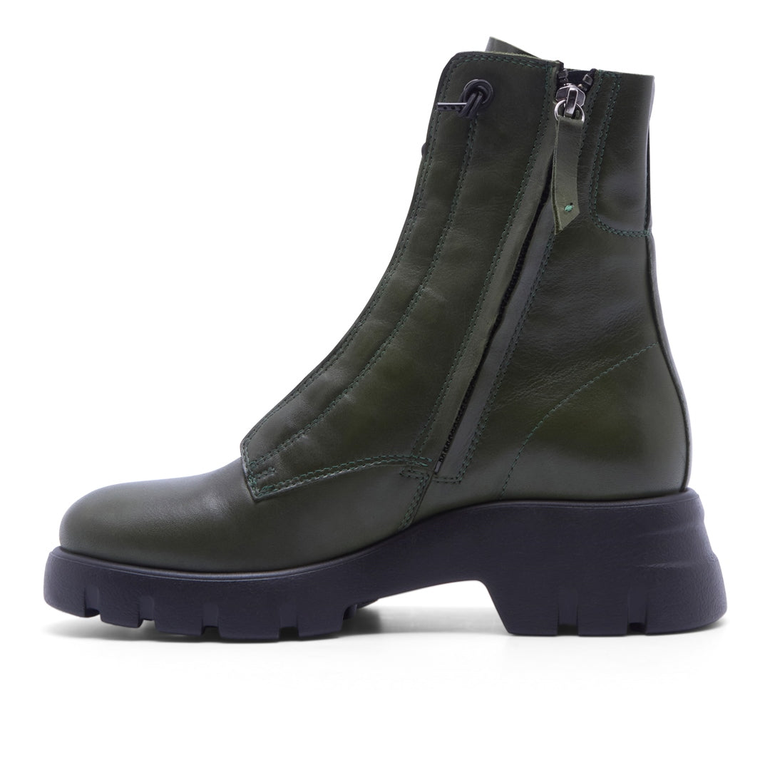 Prevale Green Leather Ankle Boots